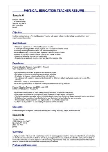 pe teacher resume|examples of excellent teacher resumes.